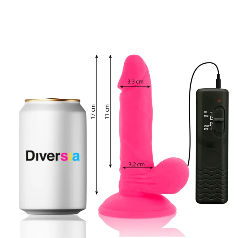 DIVERSIA - FLEXIBLER VIBRIERENDER DILDO ROSA 17 CM -O- 3.3 CM - Vanelion Paradise