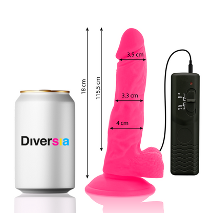 DIVERSIA - FLEXIBLER VIBRIERENDER DILDO ROSA 18 CM -O- 4 CM