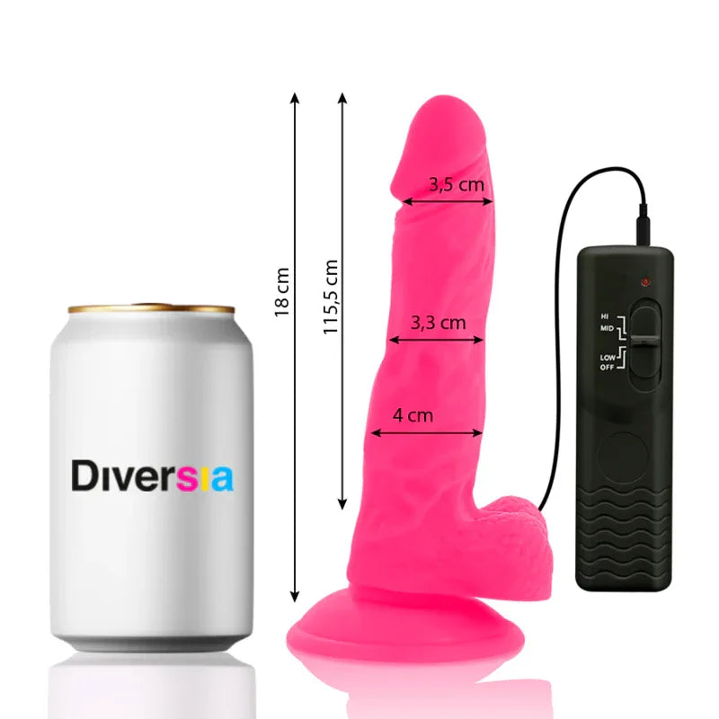 DIVERSIA - FLEXIBLER VIBRIERENDER DILDO ROSA 18 CM -O- 4 CM - Vanelion Paradise
