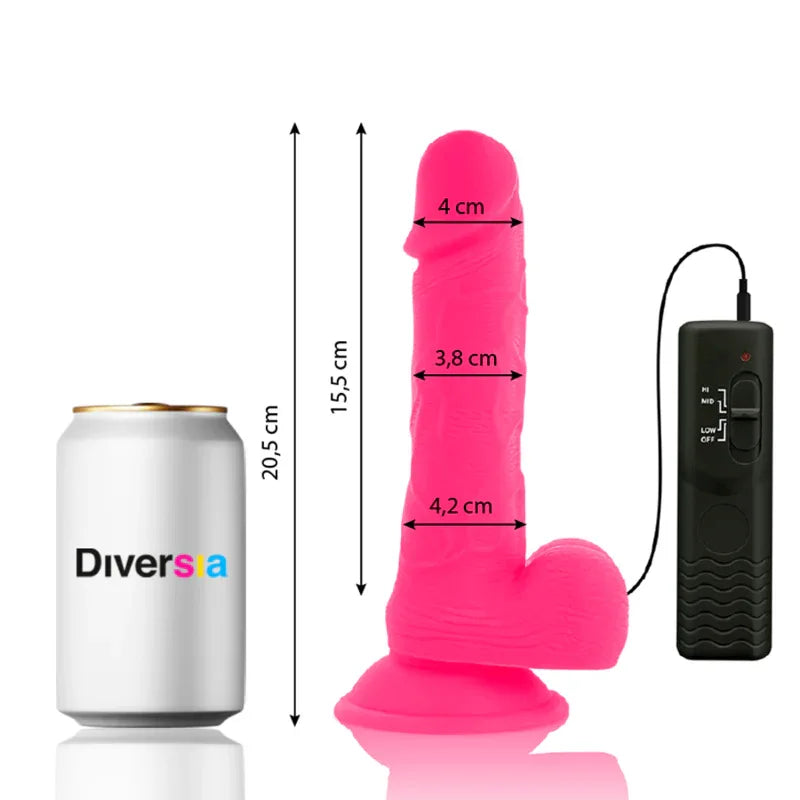 DIVERSIA - FLEXIBLER VIBRIERENDER DILDO ROSA 20.5 CM -O- 4.2 CM - Vanelion Paradise