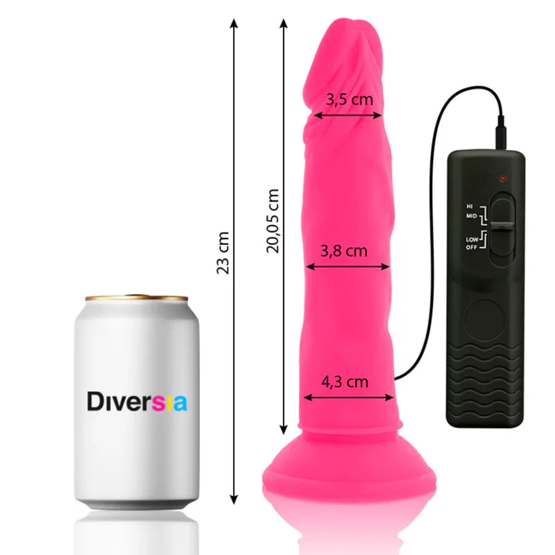 DIVERSIA - FLEXIBLER DILDO MIT VIBRATION ROSA 23 CM -O- 4.3 CM - Vanelion Paradise