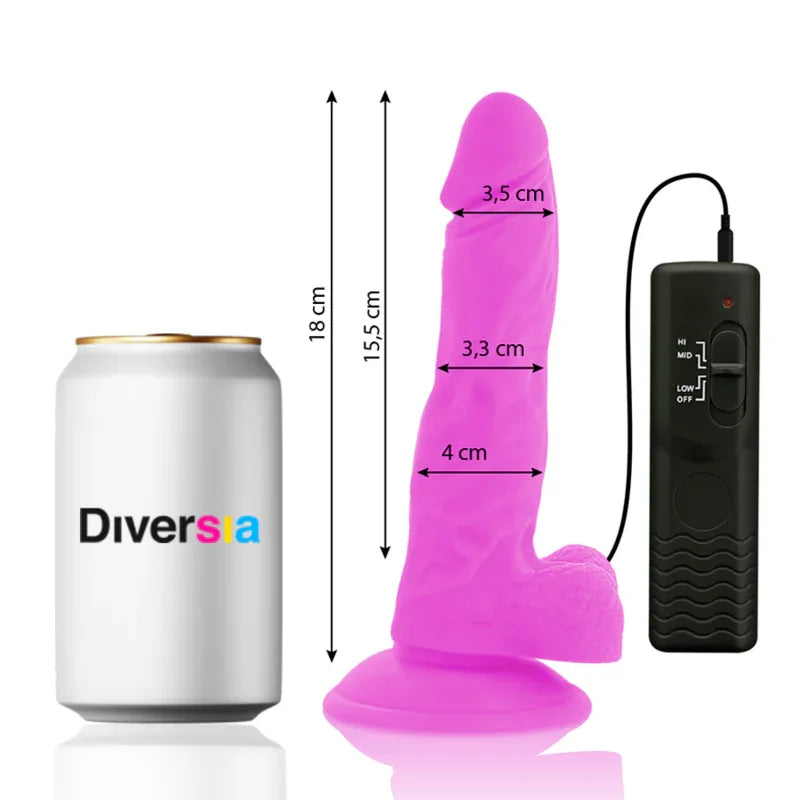 DIVERSIA - FLEXIBLER VIBRIERENDER DILDO LILA 18 CM -O- 4 CM - Vanelion Paradise