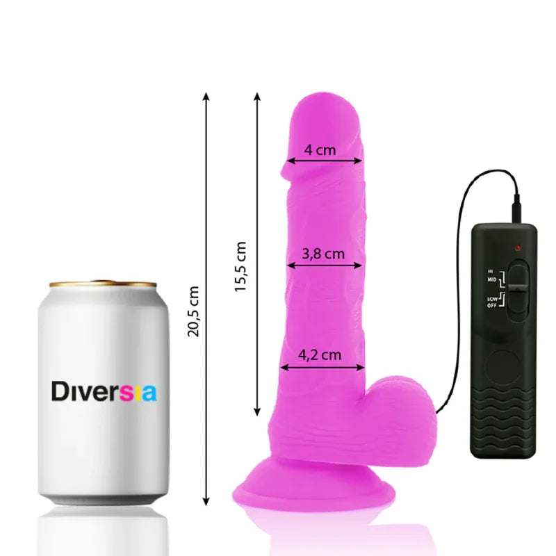 DIVERSIA - FLEXIBLER VIBRIERENDER DILDO LILA 20.5 CM -O- 4.2 CM - Vanelion Paradise