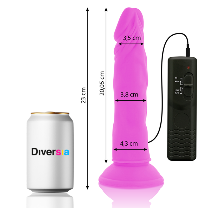 DIVERSIA - FLEXIBLER VIBRIERENDER DILDO LILA 23 CM -O- 4.3 CM