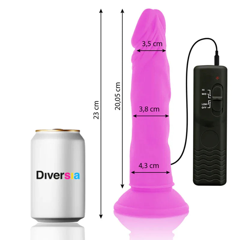 DIVERSIA - FLEXIBLER VIBRIERENDER DILDO LILA 23 CM -O- 4.3 CM - Vanelion Paradise