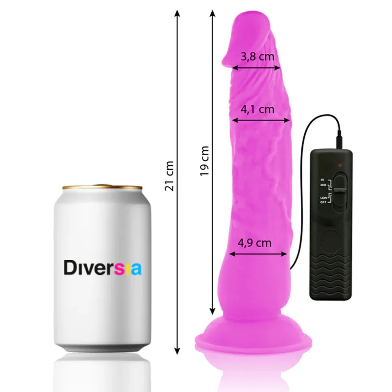 DIVERSIA - FLEXIBLER VIBRIERENDER DILDO LILA 21 CM -O- 4.9 CM - Vanelion Paradise