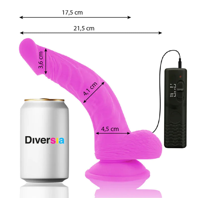 DIVERSIA - FLEXIBLER VIBRIERENDER DILDO LILA 21.5 CM -O- 4.5 CM - Vanelion Paradise