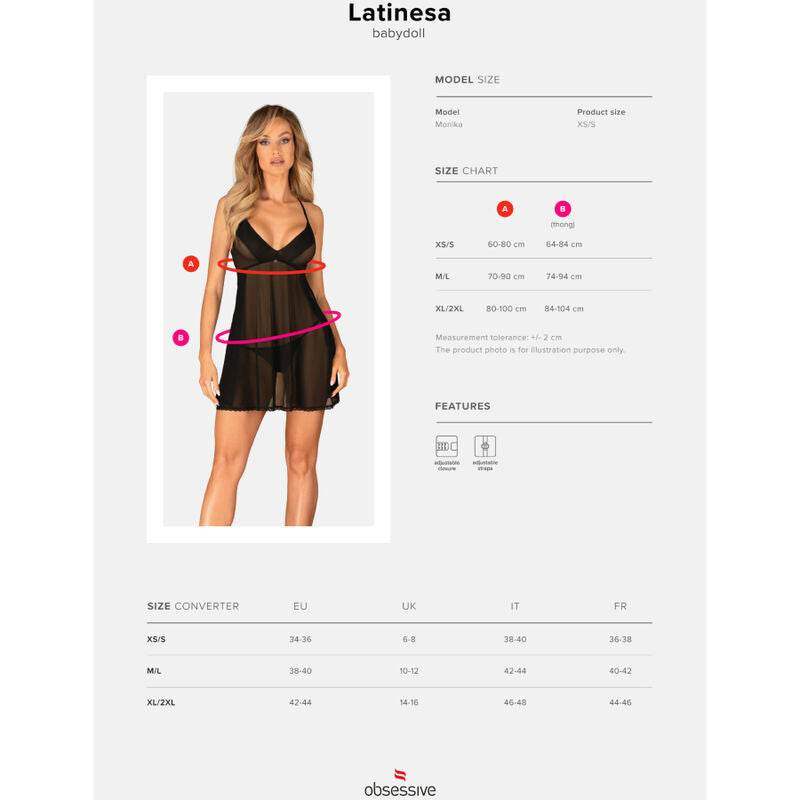 OBSESSIVE - LATINESA BABYDOLL & THONG XS/S - Vanelion Paradise