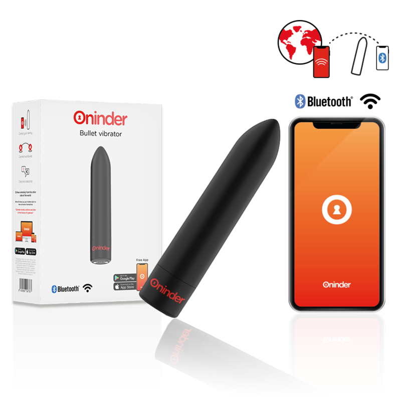 ONINDER - BERLIN BULLET VIBRATOR SCHWARZ 9 MODI 8,5 X 2 CM - KOSTENLOSE APP