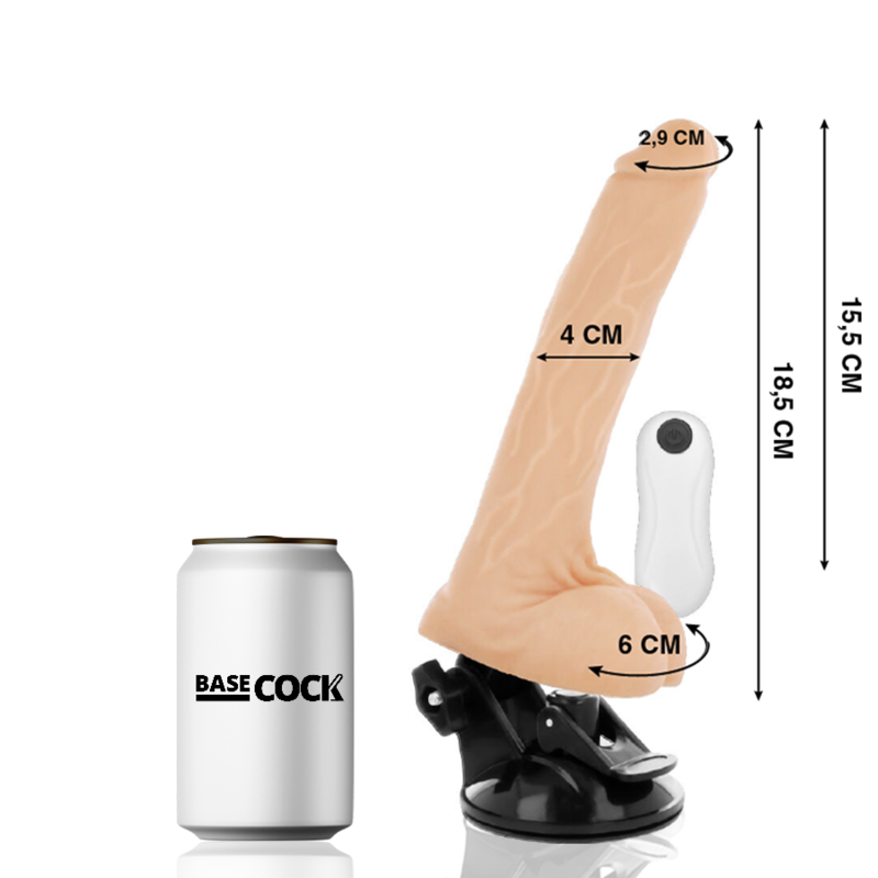 BASECOCK - ARTIKULIERBARER VIBRATOR NATÜRLICH FERNBEDIENUNG 18.5 CM -O- 4 CM