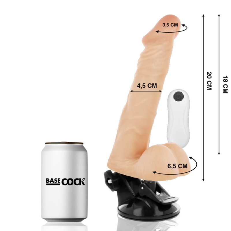 BASECOCK - ARTIKULIERBARER VIBRATOR NATÜRLICH FERNBEDIENUNG 20 CM -O- 4.5 CM