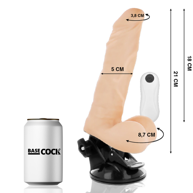 BASECOCK - ARTIKULIERBARER VIBRATOR NATÜRLICH MIT FERNBEDIENUNG 21 CM -O- 5 CM