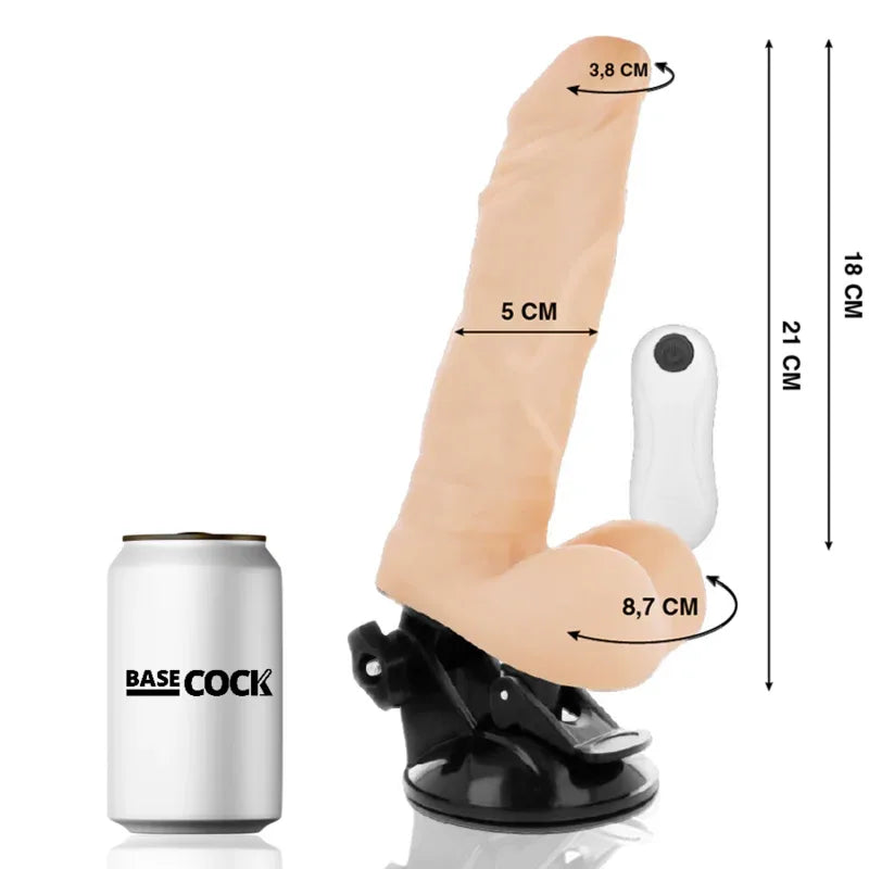 BASECOCK - ARTIKULIERBARER VIBRATOR NATÜRLICH MIT FERNBEDIENUNG 21 CM -O- 5 CM - Vanelion Paradise