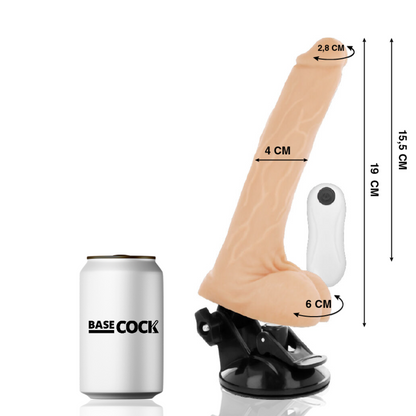 BASECOCK - REALISTISCHER VIBRATOR MIT FERNBEDIENUNG NATÜRLICH 19 CM -O- 4 CM