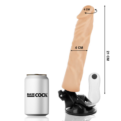 BASECOCK - REALISTISCHER VIBRATOR MIT FERNBEDIENUNG NATURWEISS 21 CM -O- 4 CM