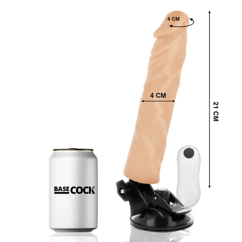 BASECOCK - REALISTISCHER VIBRATOR MIT FERNBEDIENUNG NATURWEISS 21 CM -O- 4 CM - Vanelion Paradise