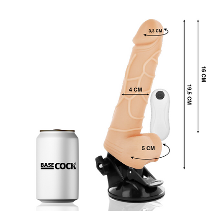 BASECOCK - REALISTISCHER VIBRATOR MIT FERNBEDIENUNG NATÜRLICH MIT HODEN 19.5 CM -O- 4 CM