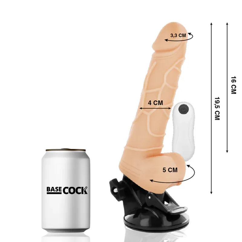 BASECOCK - REALISTISCHER VIBRATOR MIT FERNBEDIENUNG NATÜRLICH MIT HODEN 19.5 CM -O- 4 CM - Vanelion Paradise