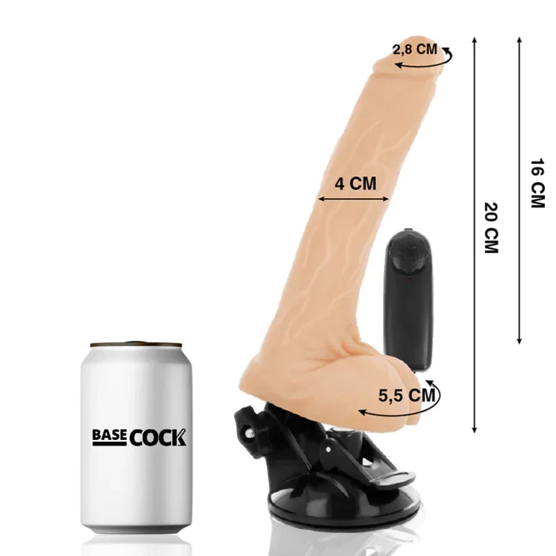 BASECOCK - REALISTISCHER VIBRATOR MIT FERNBEDIENUNG MIT HODEN 20 CM -O- 4 CM - Vanelion Paradise