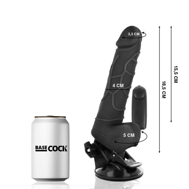 BASECOCK - REALISTISCHER NATÜRLICHER MIT FERNBEDIENUNG VIBRATOR 18.5 CM -O- 4CM