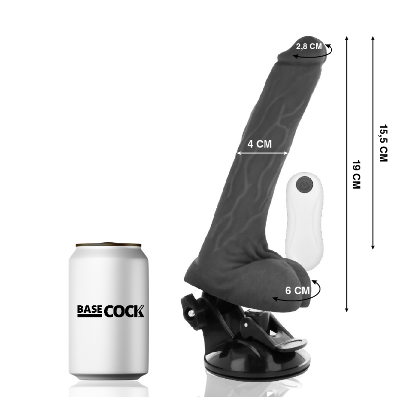 BASECOCK - REALISTISCHER VIBRATOR MIT FERNBEDIENUNG NATÜRLICH 19 CM -O- 4 CM