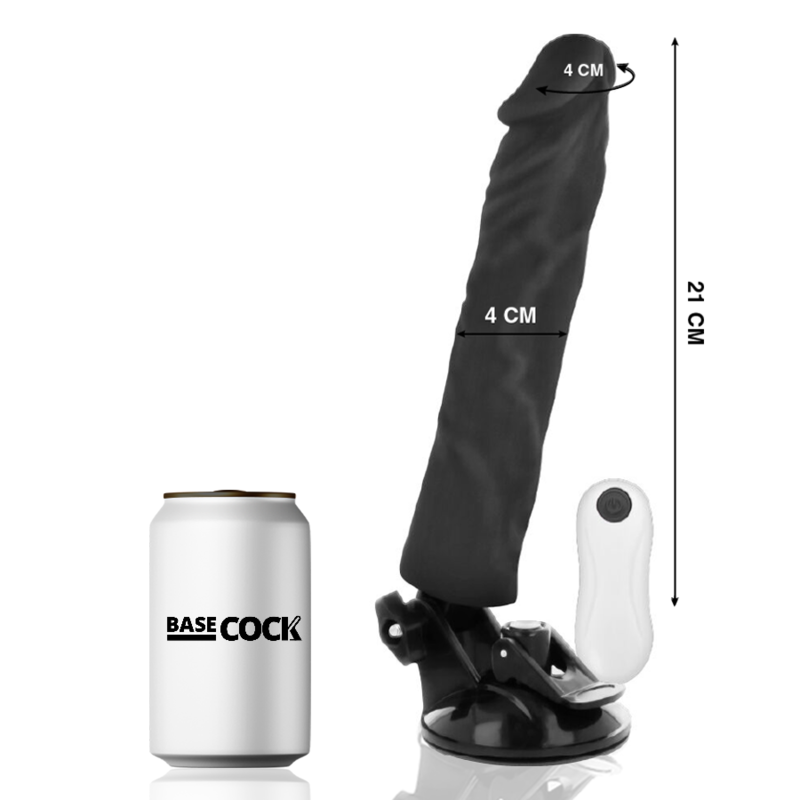 BASECOCK - REALISTISCHER VIBRATOR MIT FERNBEDIENUNG NATURWEISS 21 CM -O- 4 CM