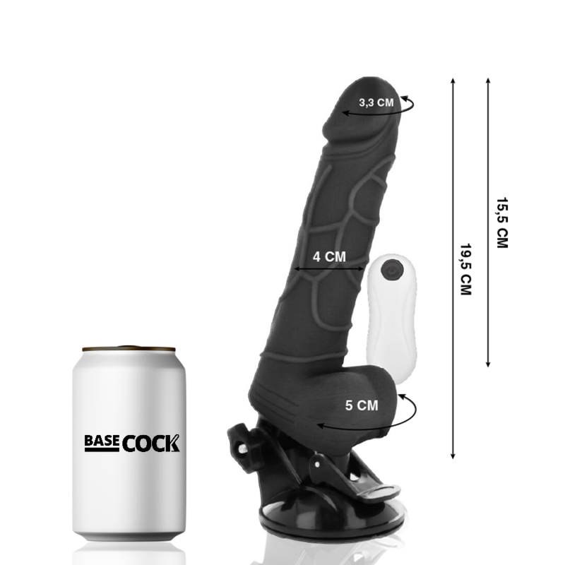 BASECOCK - REALISTISCHER VIBRATOR MIT FERNBEDIENUNG NATÜRLICH MIT HODEN 19.5 CM -O- 4 CM