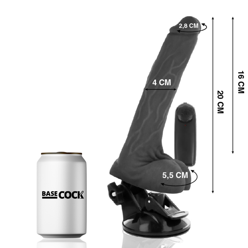 BASECOCK - REALISTISCHER VIBRATOR MIT FERNBEDIENUNG MIT HODEN 20 CM -O- 4 CM