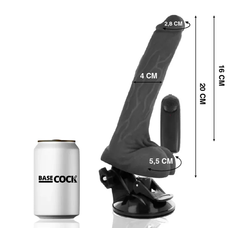 BASECOCK - REALISTISCHER VIBRATOR MIT FERNBEDIENUNG MIT HODEN 20 CM -O- 4 CM - Vanelion Paradise