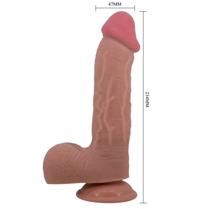 PRETTY LOVE - REALISTISCHER DILDO DER SLIDING SKIN-SERIE MIT SLIDING SKIN-SAUGNAPF BRAUN 23,4 CM - Vanelion Paradise