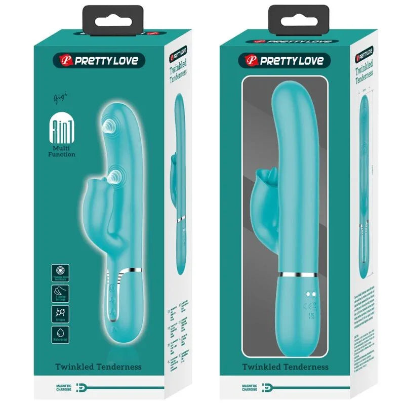PRETTY LOVE - KANINCHENVIBRATOR MIT LECKENDEM AQUAGRÜN - Vanelion Paradise