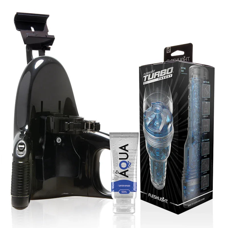 FLESHLIGHT - TURBO THRUST BLUE ICE + UNIVERSAL LAUNCH + SCHMIERMITTEL IN AQUA-QUALITÄT 50 ML - Vanelion Paradise
