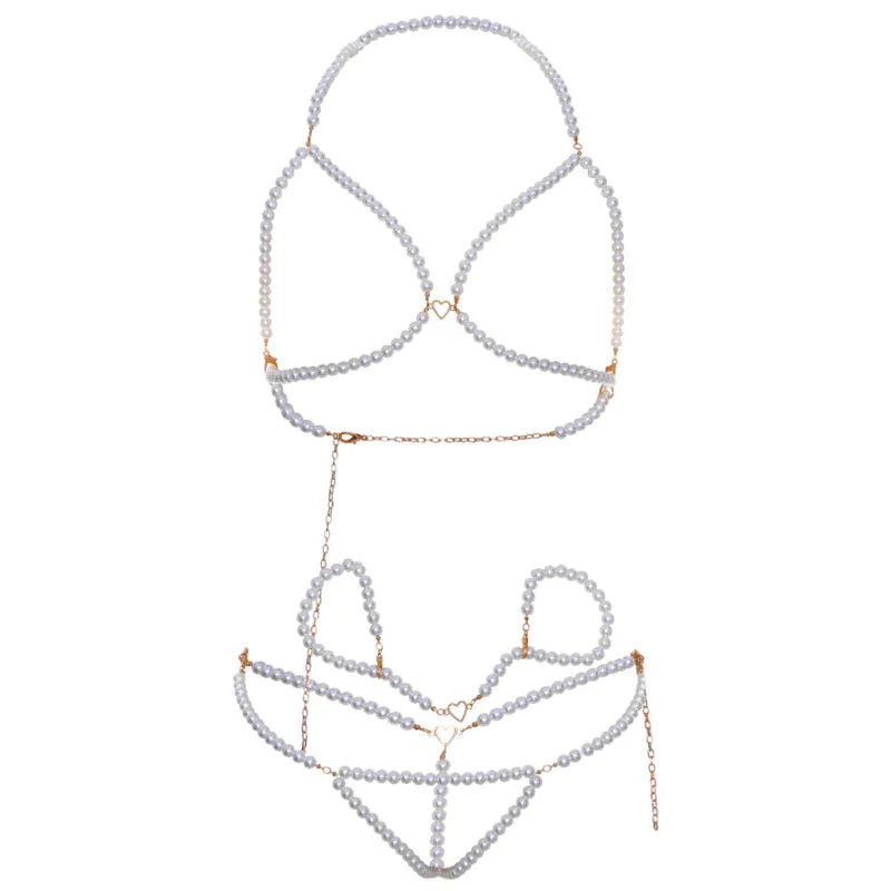 LEG AVENUE - BH-ARMBÄNDER UND PERLEN-TANGA-SET - Vanelion Paradise