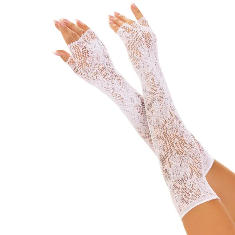 LEG AVENUE - FLORAL NETWORK FINGERLOSE HANDSCHUHE SCHWARZ - Vanelion Paradise