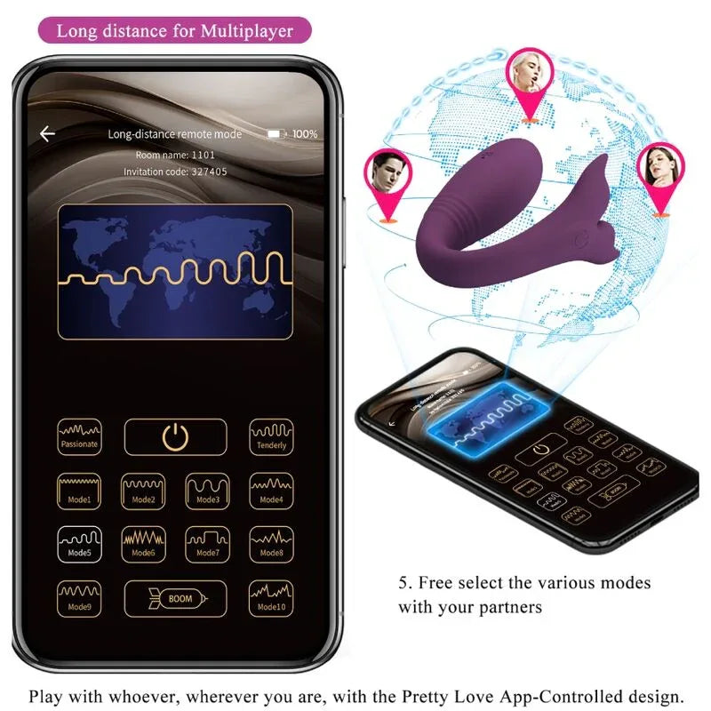 PRETTY LOVE - JAYLEEN VIBRATOR MIT APP-FERNBEDIENUNG LILA - Vanelion Paradise