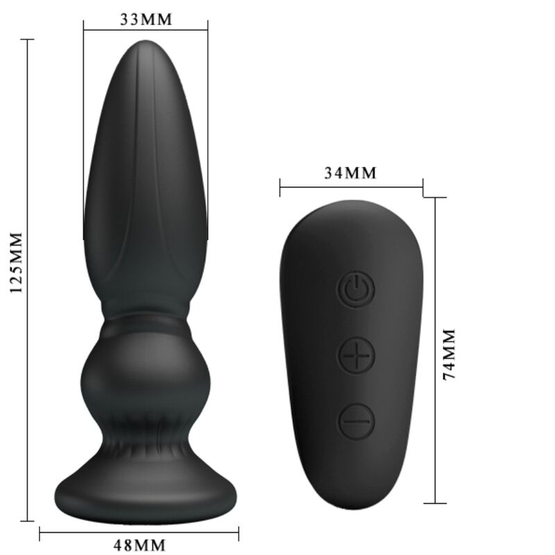 MR PLAY - LEISTUNGSSTARKER VIBRATOR MIT FERNBEDIENUNG, ANALSTECKER, SCHWARZ