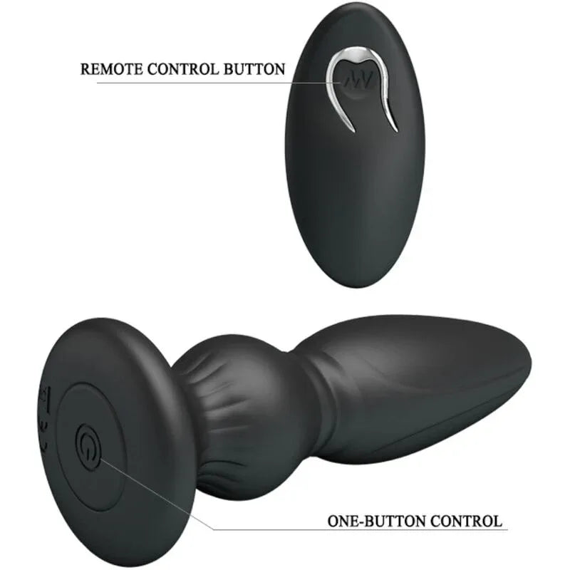 MR PLAY - LEISTUNGSSTARKER VIBRATOR MIT FERNBEDIENUNG, ANALSTECKER, SCHWARZ - Vanelion Paradise