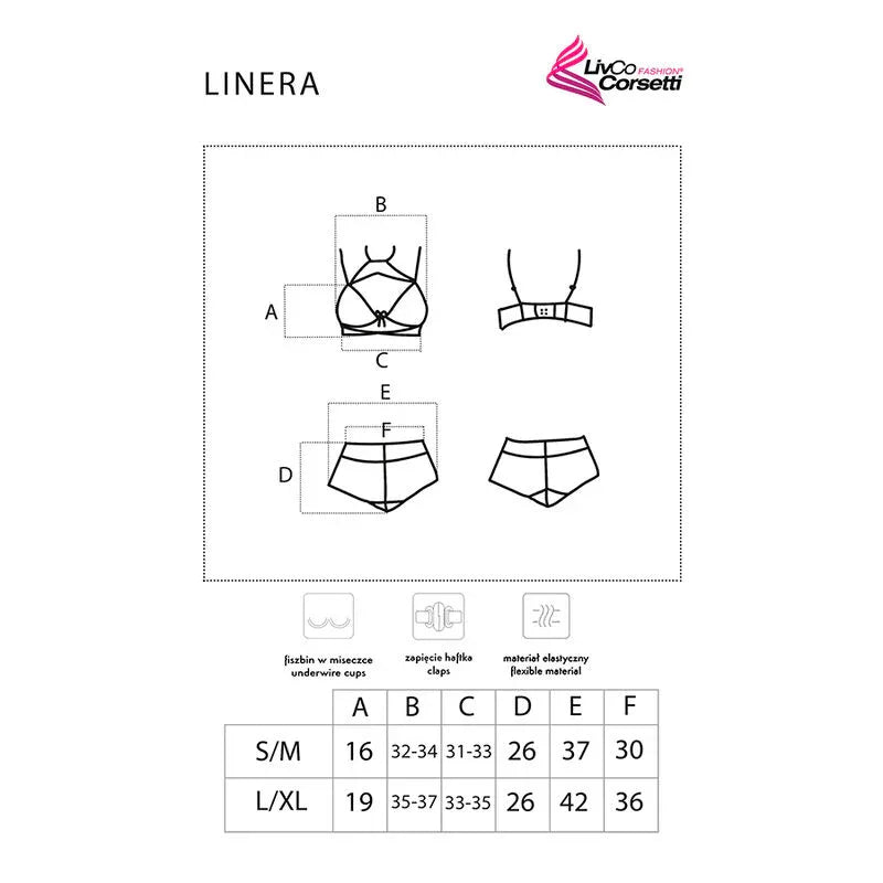 LIVCO CORSETTI FASHION - LINERA FÜR DIE SENSES-KOLLEKTION BH + PANTY SCHWARZ - Vanelion Paradise