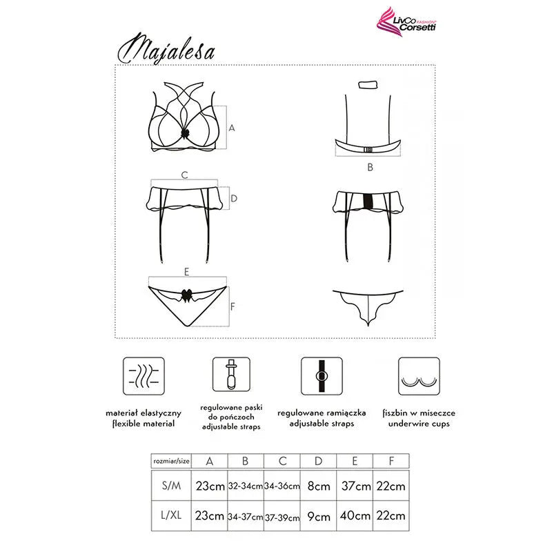 LIVCO CORSETTI FASHION - MAJALESA LC 90526 BH + STRUMPFGÜRTEL + PANTY SCHWARZ - Vanelion Paradise
