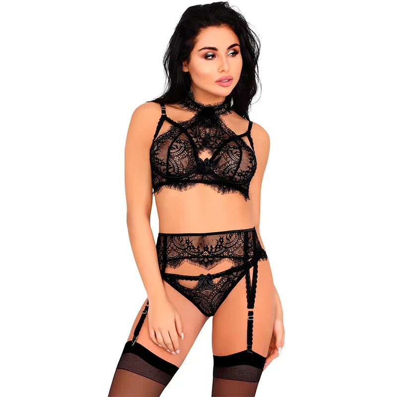 LIVCO CORSETTI FASHION - MAJALESA LC 90526 BH + STRUMPFGÜRTEL + PANTY SCHWARZ - Vanelion Paradise