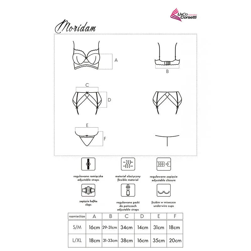 LIVCO CORSETTI FASHION - MORIDAM LC 90552 BH + STRUMPFGÜRTEL + HÖSCHE NEGRO - Vanelion Paradise
