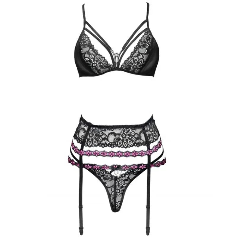 LIVCO CORSETTI FASHION - SNEHANA LC 90443 BH + STRUMPFGÜRTEL + HÖSCHE SCHWARZ - Vanelion Paradise