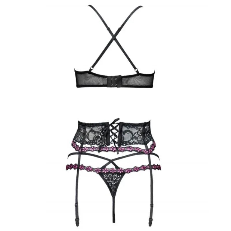 LIVCO CORSETTI FASHION - SNEHANA LC 90443 BH + STRUMPFGÜRTEL + HÖSCHE SCHWARZ - Vanelion Paradise