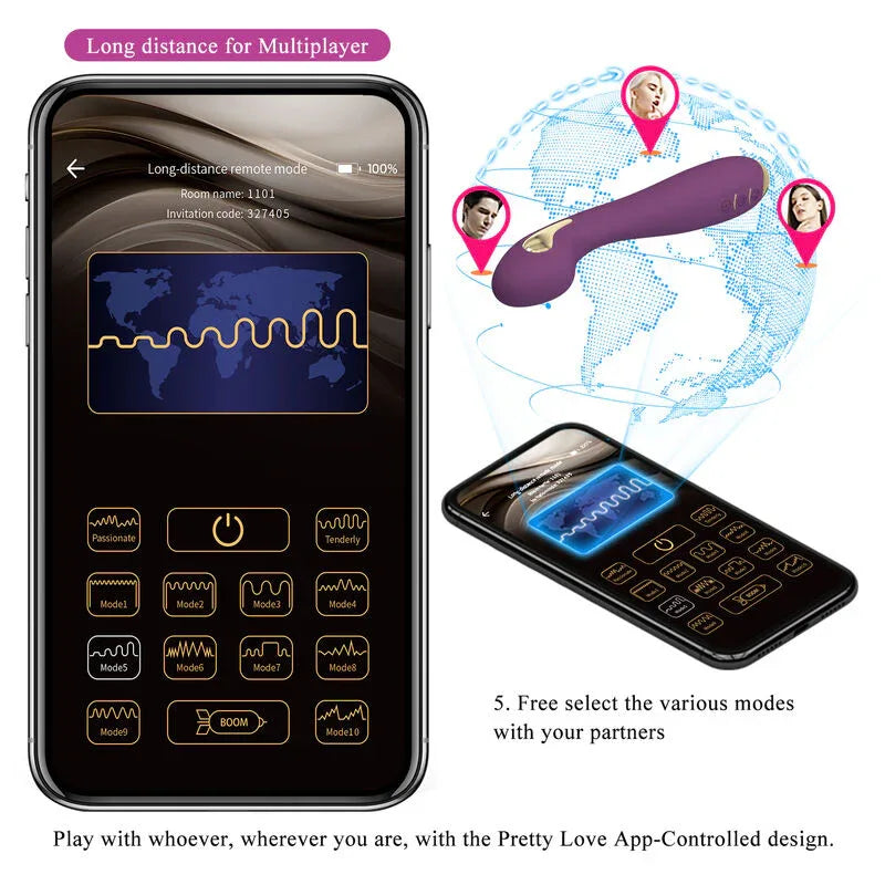 PRETTY LOVE - HECTOR ELECTROSHOCK VIBRATOR PER APP-STEUERUNG LILA - Vanelion Paradise
