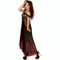 Chilirose CR 3716 Langes Babydoll mit String – Schwarz, L/XL