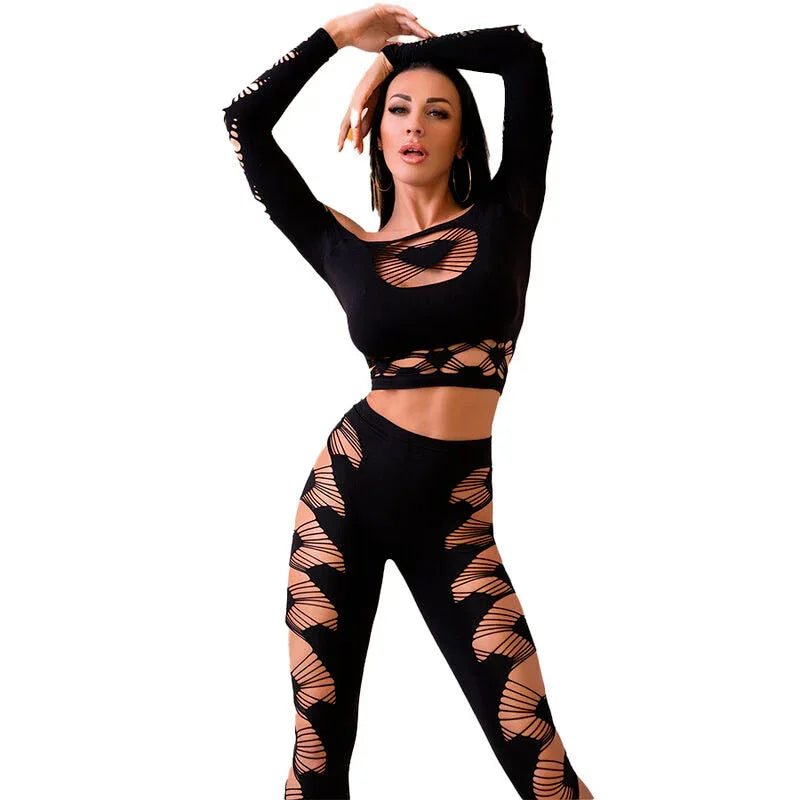 CHILIROSE - CR 4436 TOP & LEGGINS SCHWARZ S/L - Vanelion Paradise