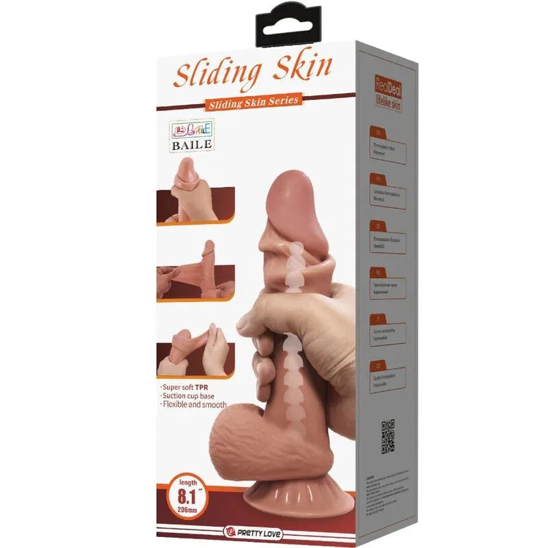 PRETTY LOVE - SLIDING SKIN SERIES REALISTISCHER DILDO MIT SCHIEBENDEM BRAUNEN HAUTSAUGNAPF 19,4 CM - Vanelion Paradise