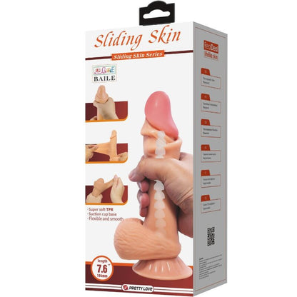 PRETTY LOVE - SLIDING SKIN SERIES REALISTISCHER DILDO MIT SLIDING SKIN SAUGNAPF 19,4 CM