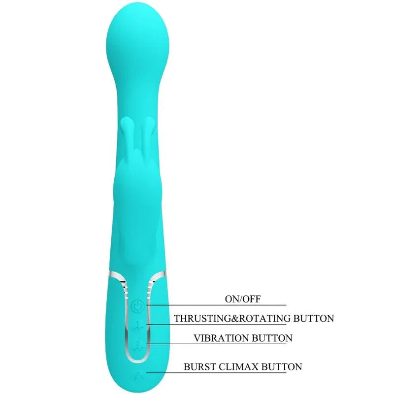 PRETTY LOVE - DEJON RABBIT VIBRATOR 3 IN 1 MULTIFUNKTIONS-AQUAGRÜN - Vanelion Paradise