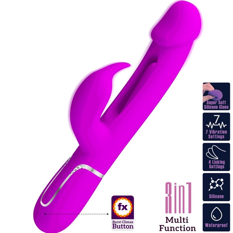 PRETTY LOVE - DEJON RABBIT VIBRATOR 3 IN 1 MULTIFUNKTIONS FUCSIA